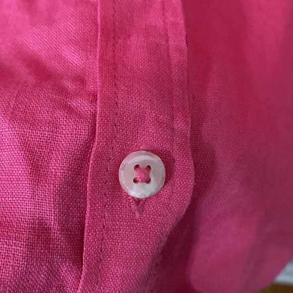 J. Crew Pink Relaxed Fit Short Sleeve Baird McNutt Irish Linen Button Shirtdress - Picture 8 of 10